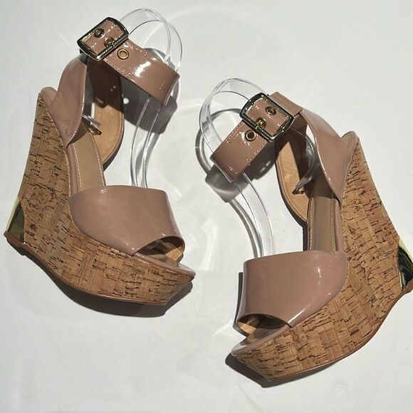 COLIN STUART CORK PLATFORM SANDAL size 7   B60 - Picture 1 of 9